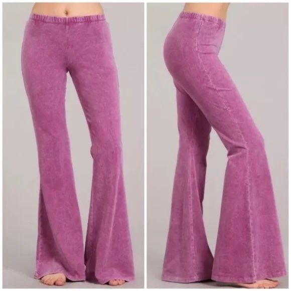 Magenta Haze Boho Mineral Wash Flared Stretch Pant - Picture 1 of 6